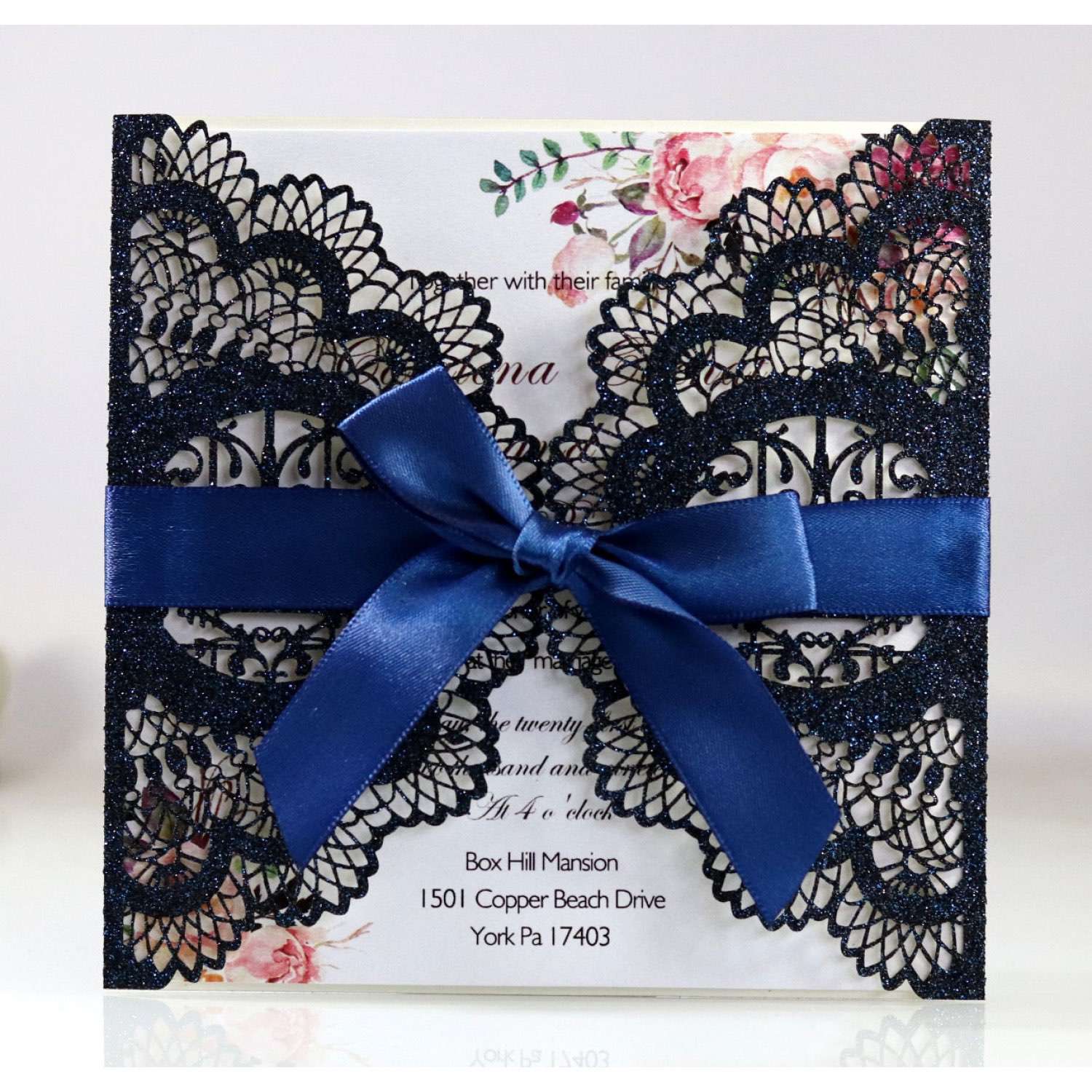 Wedding Card Invitation Laser-hollowed Design Glitter Paper